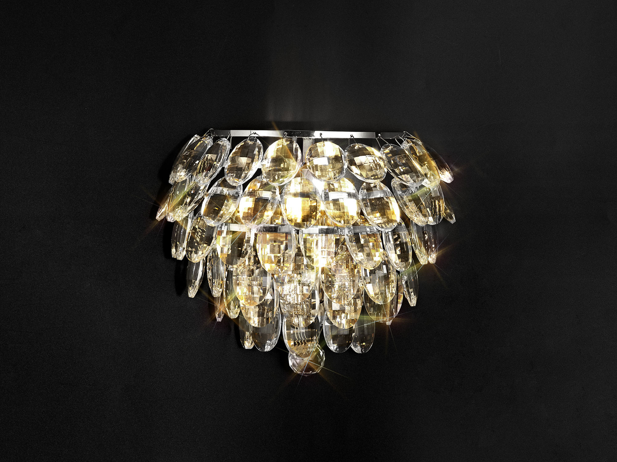 Coniston Polished Chrome Crystal Wall Lights Diyas Flush Crystal Wall Lights